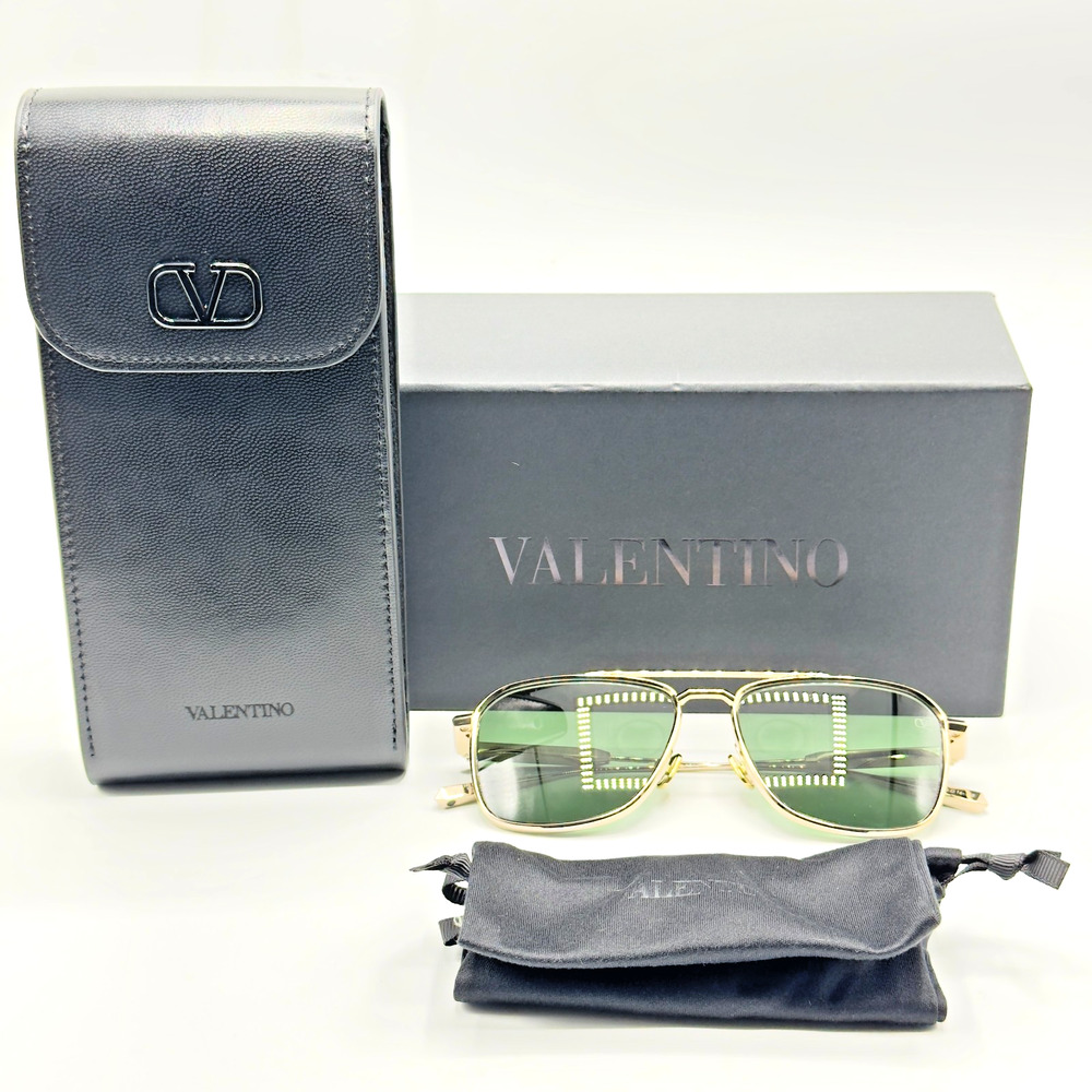 Valentino Sunglasses V-LSTORY II VLS-168A Gold Aviator Frame Green Lens 55mm New - Picture 2 of 15